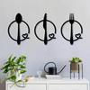 3-teiliges minimalistisches Metall-Wandkunst-Set - Gabel-, Löffel-, Messer-Design | Geeignet für Zuhause, Wohnzimmer, Büro, Küche