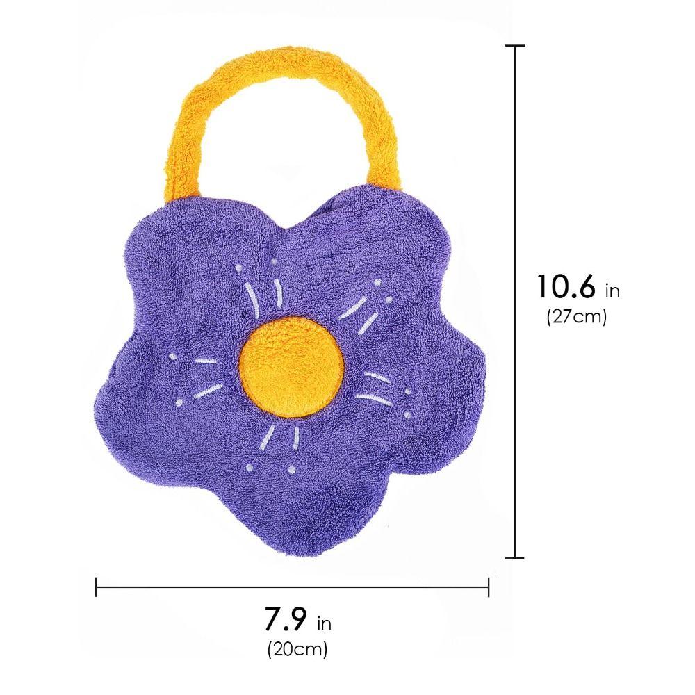 Cartoon Flower Hand Towel Hanging Style Coral Fleece Toilet Handkerchief Strong Water Absorption Thickened Washcloth Kitchen