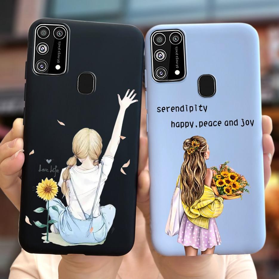 For Samsung Galaxy M31 Case SM-M315F Cute Bear Cartoon Painted Cover Phone Case For Samsung M31 M 31 GalaxyM31 Bumper Soft Funda