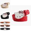 Metalowy Pasek Damski Hello Kitty z Nadrukiem Litery i Cyrkoniami do Codziennego i Eleganckiego Ubioru