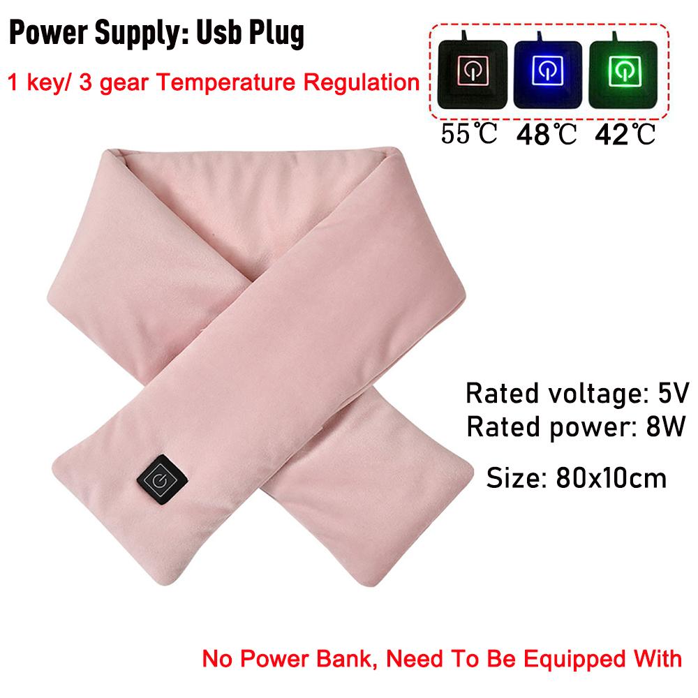 USB Women Men Heating Scarf Temperature Scarf 3 Gears Adjustable USB Charging Heat Control Neck Warmer For Cycling Camping