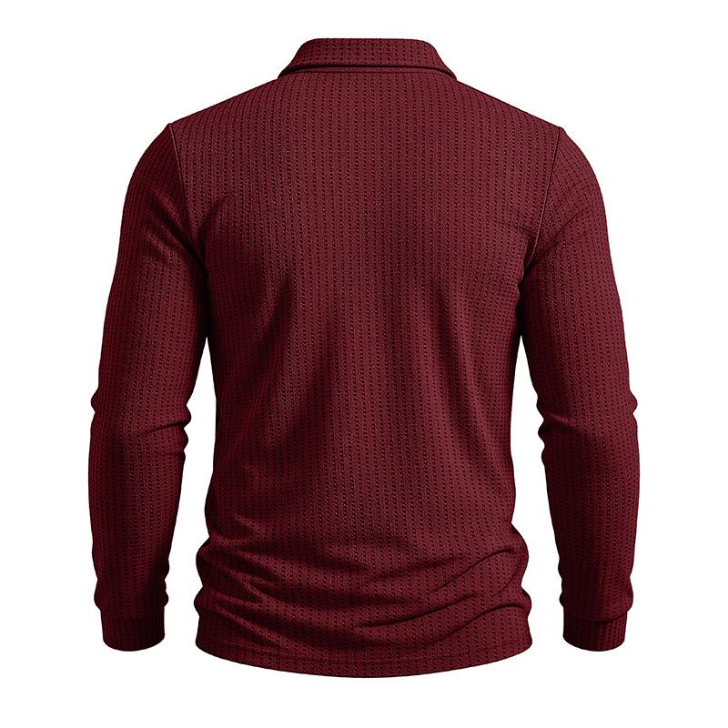 Men's Long Sleeve Turn Down Collar Polos Business Casual Solid Color Pull On Polo Shirts Men Classic Style Tees Tops