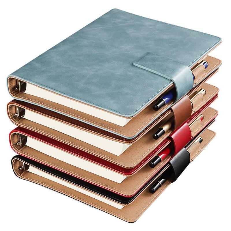 Business Leather A5 Notebook - Detachable Loose-Leaf for Office Meetings and Sales Contracts