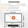 Outdoor Movie Screen w/ Stand, 150" Portable Movie Screen, 16:9 HD Wide Angle Outdoor Projector Screen, Front & Rear Projection, w/ Storage Bag &