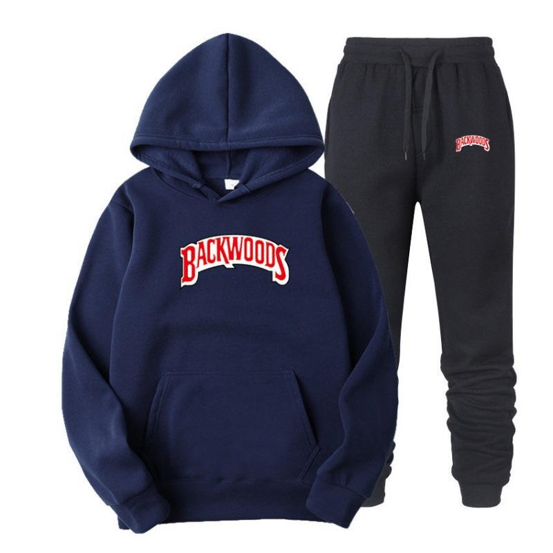 Tide Brand Sweater Set BACKWOODS Printed Men's and Women's Fleece Hoodie Two-piece Set