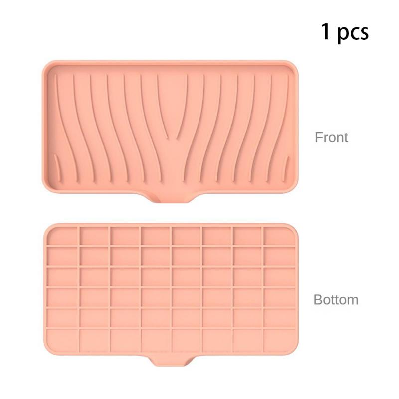 Self Draining Soap Bar Holder Silicone Kitchen Sink Soap Dish Sponge Tray Counter Caddy Organizer for Dish Soap Dispenser