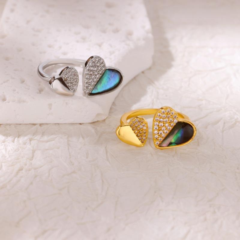 Heart Ring Women's K Gold Micro-inlaid Zircon Temperament Designer Ring High-end Commuting
