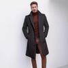 2025 Men's Mid-Length Solid Color Woolen Coat - Warm Autumn/Winter Outerwear