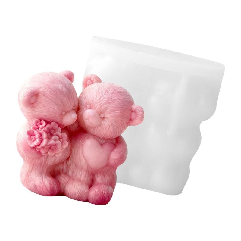 Couple Bear Silicone Soap Mold For DIY Valentines Gift Mould