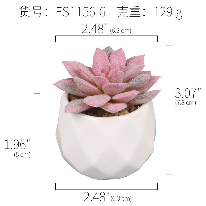 Office Potted Plant Fake Succulent Ceramic Pot Mini Pink Succulent Diamond Cup Potted Plant Second Hair Anti-Drop Potted Plant