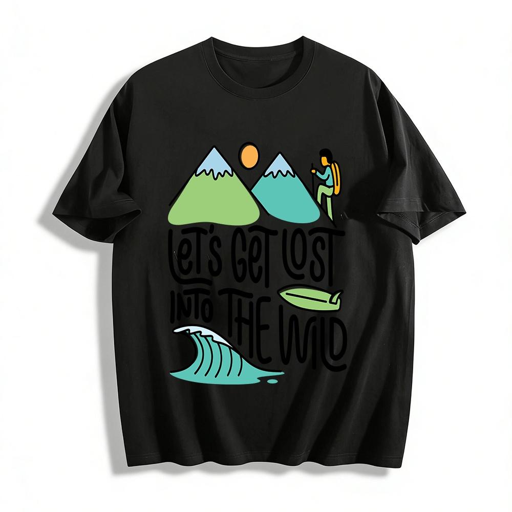 Summer Vacation Print T-shirt Unisex Casual Loose Top Pure cotton T-shirt XXS