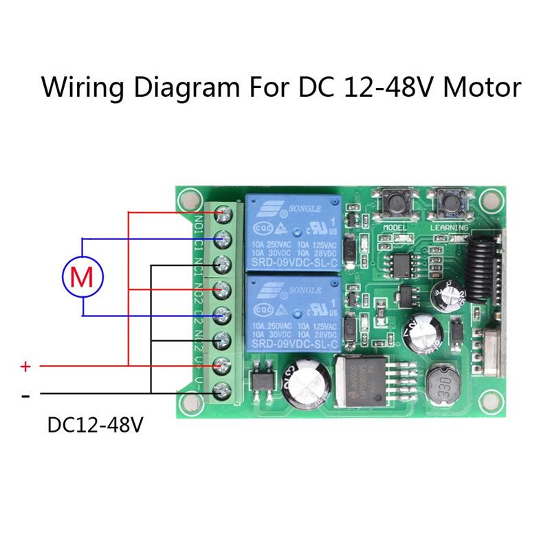 Remote Control Switch: DC12V/24V/48V with 3-Button Controller for Motor Forward/Reverse and Barrier Gate Up/Down/Stop.