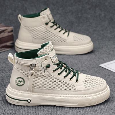 High-top Mesh Board Shoes Men's Summer Hollow Breathable Men's Shoes Mesh Casual Trendy Shoes Young and Young Students