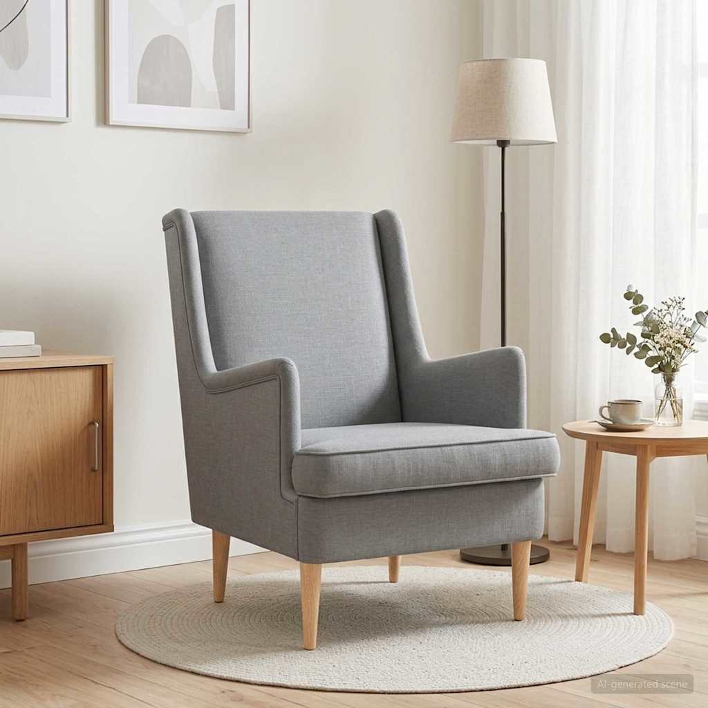 Armchair Light Grey Fabric