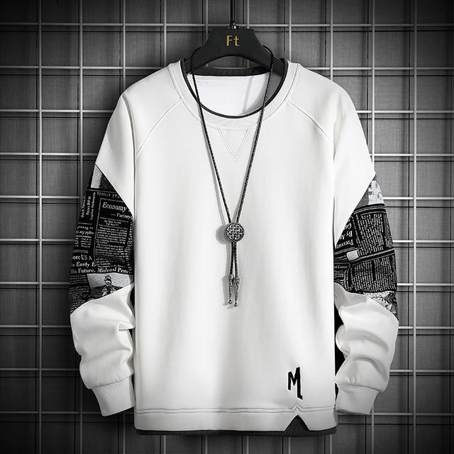 Men's Spring and Autumn Plus Size Round Neck Loose Casual Versatile Long Sleeved Sweatshirt