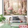 2D Pastel Fairy Mushroom Tapestry, Enchanted Forest Wall Art for Aesthetic Girls Bedroom