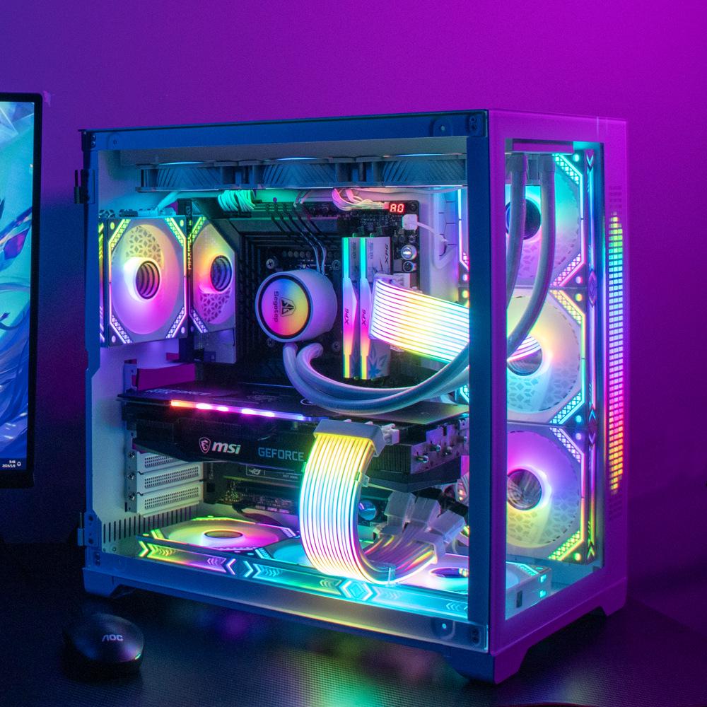 RGB Neon Wire Light Strip for Computer Case – 24-Pin Rainbow Decoration Panel