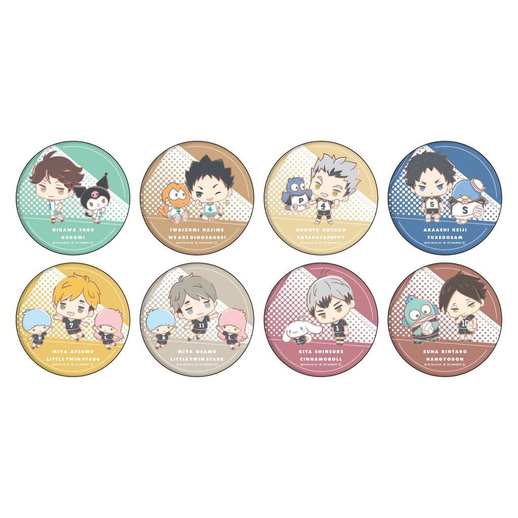 A3 Haikyu!! x Sanrio Characters 02 Mini Character Illustration Can Badge 65mm BAT-HIKS-02 Box of 8