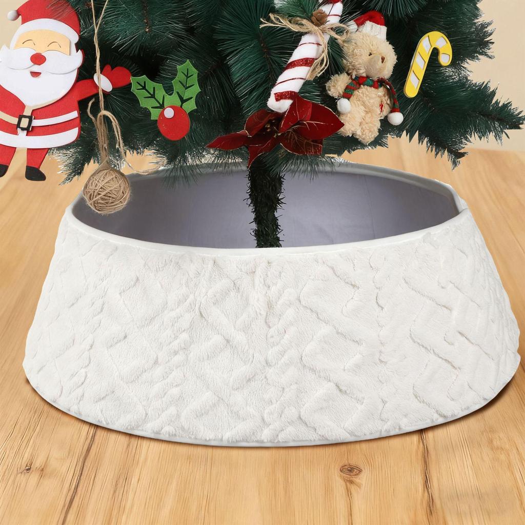 Vertical Diamond Pattern Plush Knitted Christmas Tree Skirt - Holiday Decor & Gifts