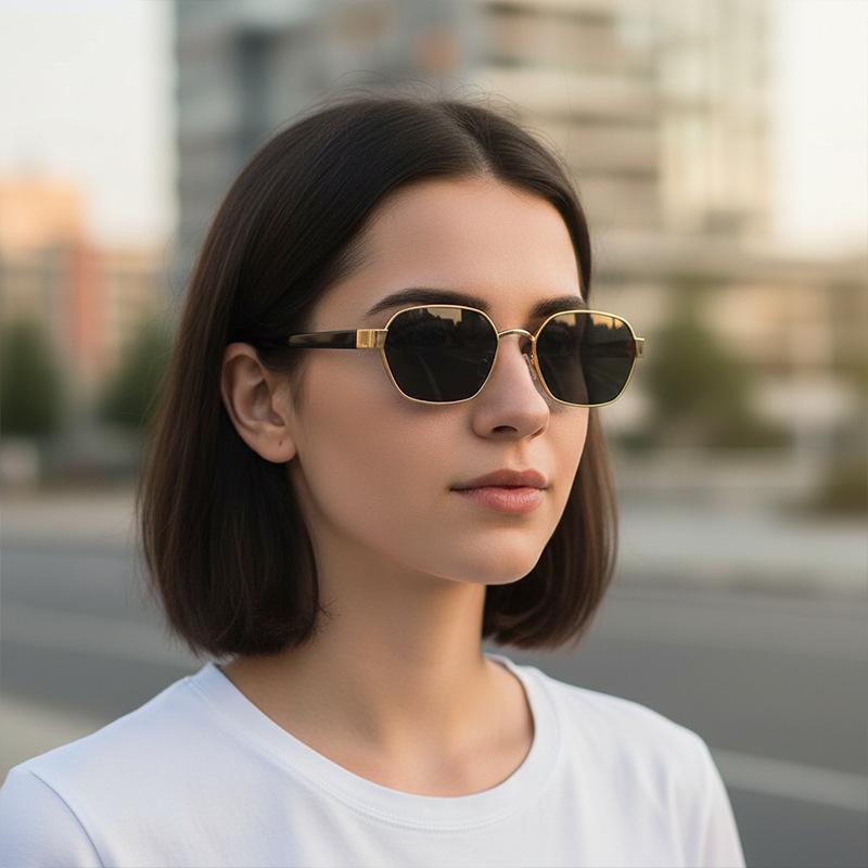 European and American personality box trend retro metal sunglasses vacation outdoor UV protection fashion sunglasses
