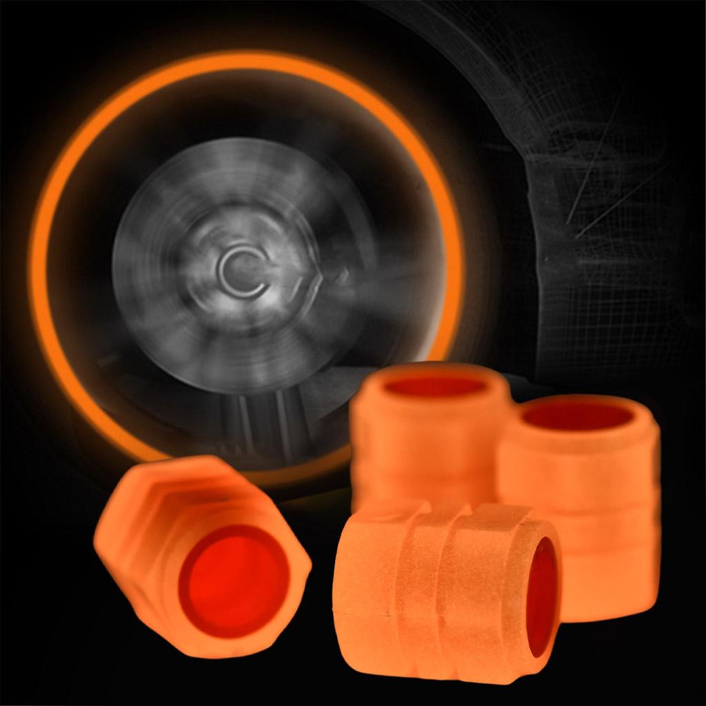 Luminous Tire Valve Caps 4pcs Fluorescent Night Glowing Decor Motorcycle Bike Wheel Nozzle Dustproof Tyre Valve Stem Cap