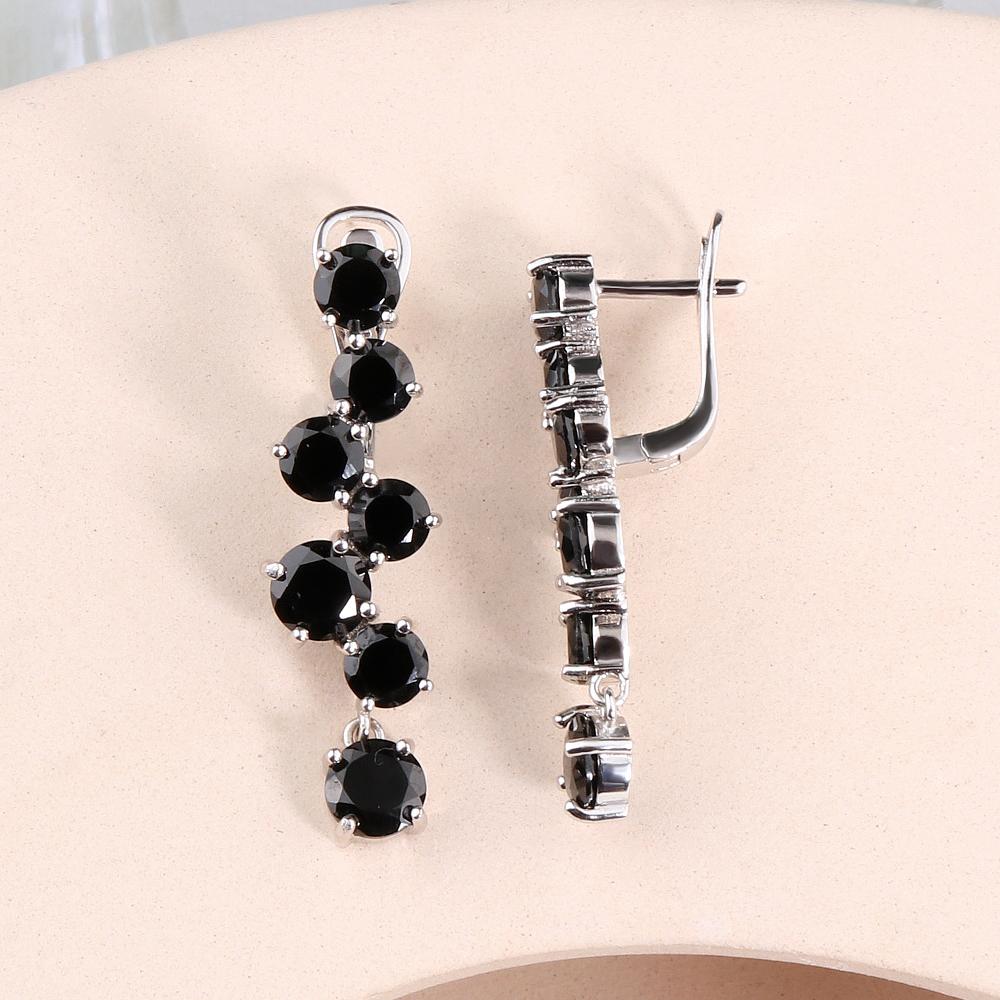 Modeschmuck Natürlicher Schwarzer Spinell Ring Ohrringe Schmuckset 925 Sterling Silber Damen Black Friday Party Geschenk