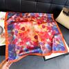 Sunflower Art Simulation Silk Printing Women's Silk Scarf Square Scarf Premium Shawl Sunscreen Neck Scarf Headscarf Scarf