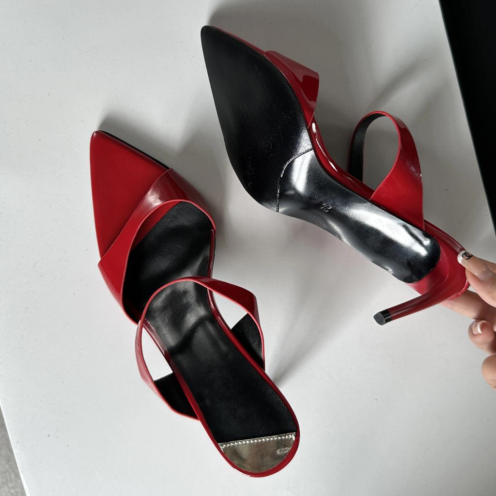 Sommer Dünne High Heels Damen Hausschuhe Mode Schmaler Riemen Spitz Zehenbereich Stripper Bankett Sandalen Pantoletten Schuhe