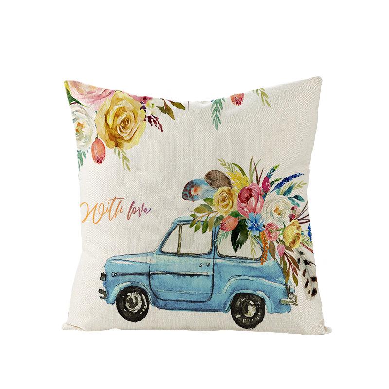 Valentine's Day Pillowcase Floral Series Square Polyester Pillowcase Home Cushion Cover