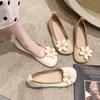 Flat Shoes Women's New Spring 2025 Shallow Mouth Single Shoes Pregnant Women Soft-soled Doudou Shoes Women's Soft Leather Egg Roll Shoes Women's Shoes