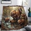 1Pc Cartoon Print Flannel Blanket, High Quality Comfortable for All Seasons, Home Decor, Warmth and Comfort, Perfect for Christmas Birthday Gift