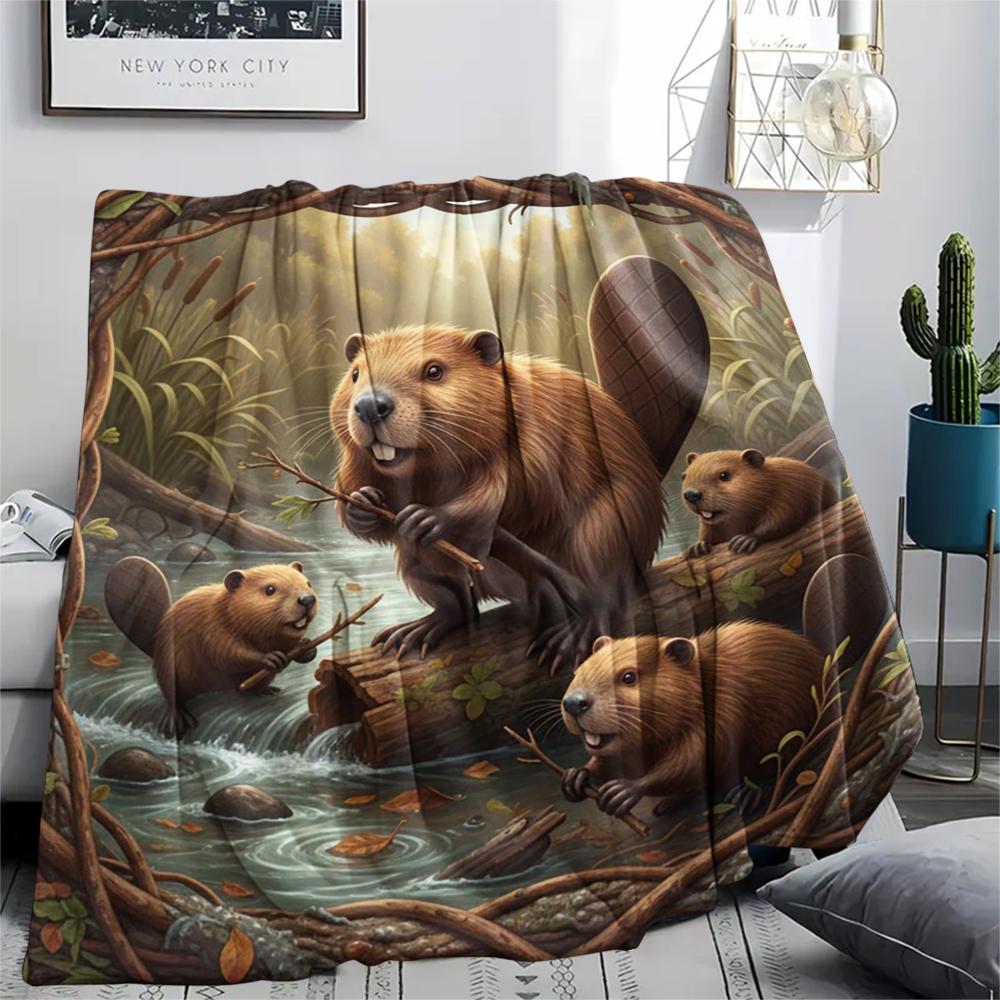 1Pc Cartoon Print Flannel Blanket, High Quality Comfortable for All Seasons, Home Decor, Warmth and Comfort, Perfect for Christmas Birthday Gift