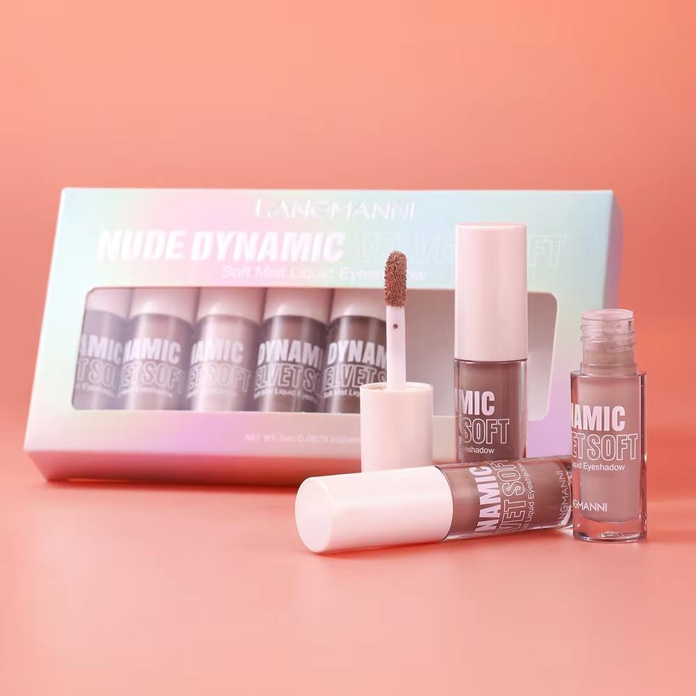 Achtfarbiges mattes Mikro-Liquid-Lidschatten-Set Farbig schimmernd Samtig wasserfest Schweißfest Lidschatten-Set Augen-Make-up