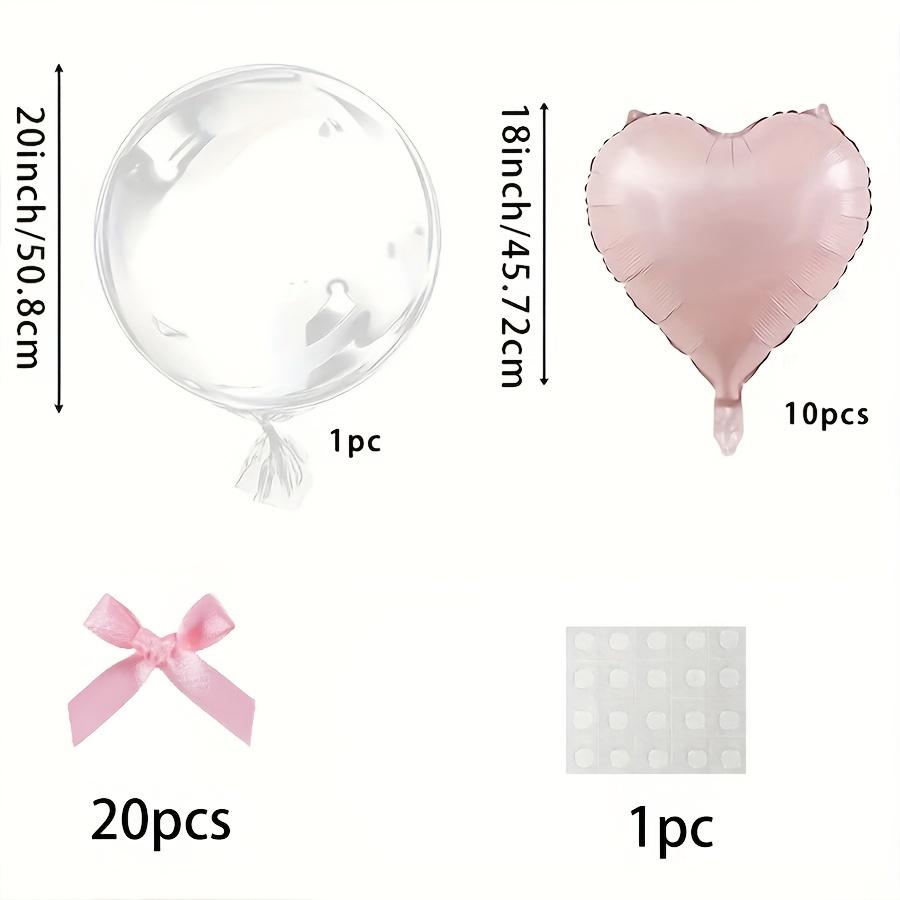 

32pcs Pink Love Balloon Set 1 Transparent Ball 10 Pink Heart-Shaped Aluminum Film Balls Birthday Party Decoration Photo Props 18inch розовый