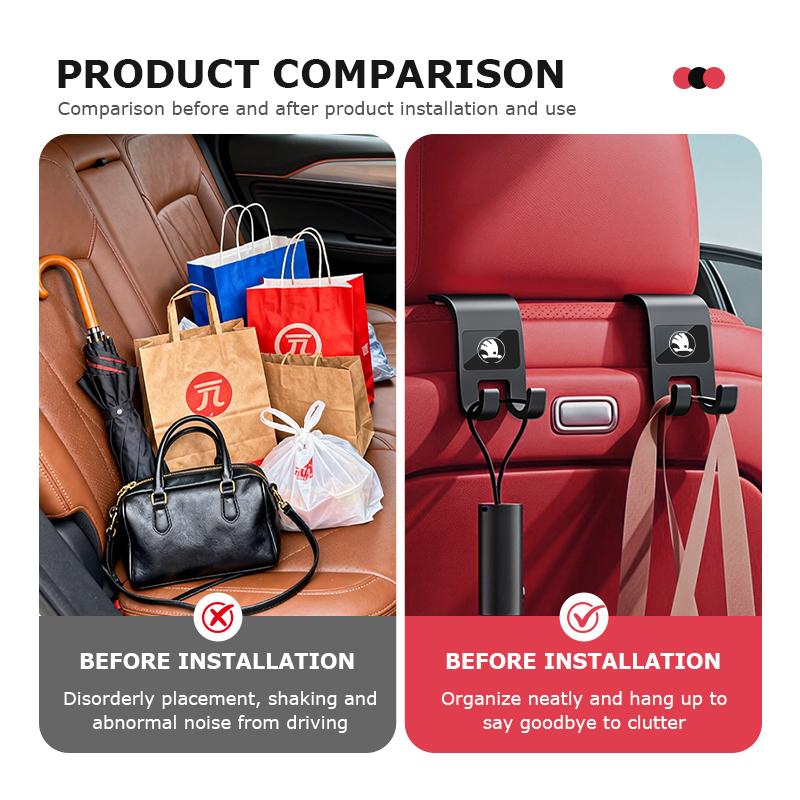 PBMN1 For Skoda Car Seat Back Hook Mobile Phone Bracket Handbag Hanger Interior Accessories Rapid Octavia Derivative Enyaq-iV VisionS