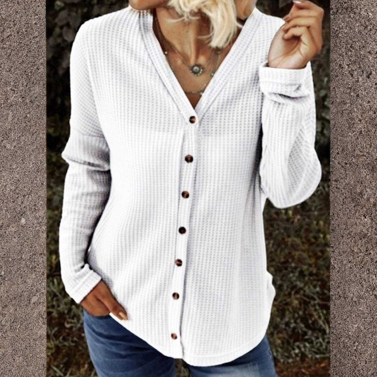 

Женская модная и повседневная рубашка с длинным рукавом, однотонная блузка, топ L белый