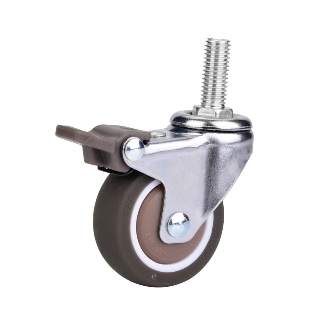 4pcs 2in Universal TPE Rubber Caster Wheel for Medical Equipment Trolley Furniture (Brake)