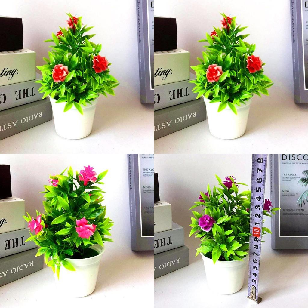 Mini Faux Rose Potted Plant With Injection Mold For Home Office And Gift Use