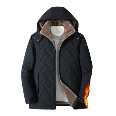 Herren-Winterjacke mit Baumwollpolsterung, verdickter Samt, warme Daunenjacke, Herren-Kapuzenjacke, trendige Baumwollpolsterjacke