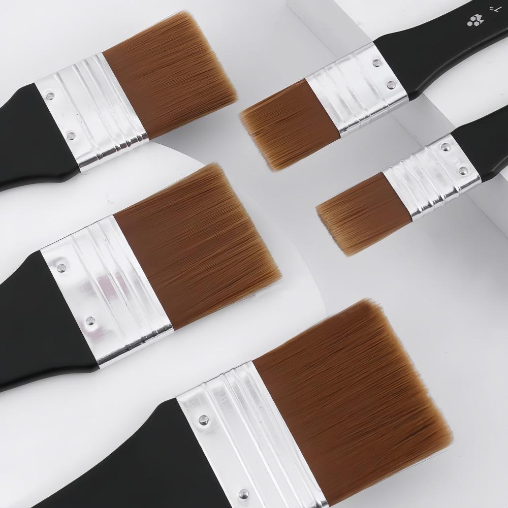 Acrylic & Watercolor Nylon Flat Brush with Birch Handle