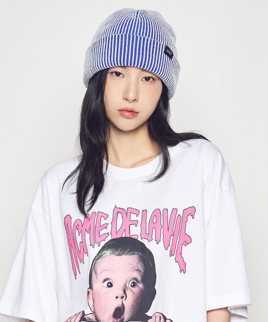 ACME DE LA VIE Two Tone Label Point Beanie (3Color)