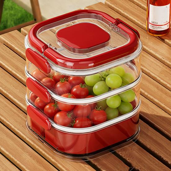 Fruit Storage Box Leak-Proof Sealed Multi-layer Food Container with Partition And Top Storage Portable Lunchbox for Kitchen Outdoor Camping