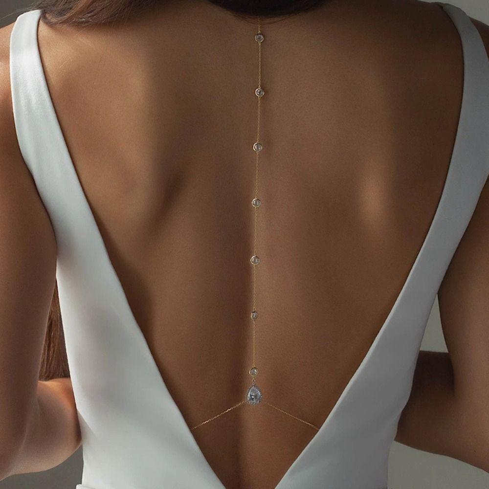 Hanging Neck Style Drop Crystal Body Chain Dress Charm Rhinestone Chest Chain Female Lady Girl