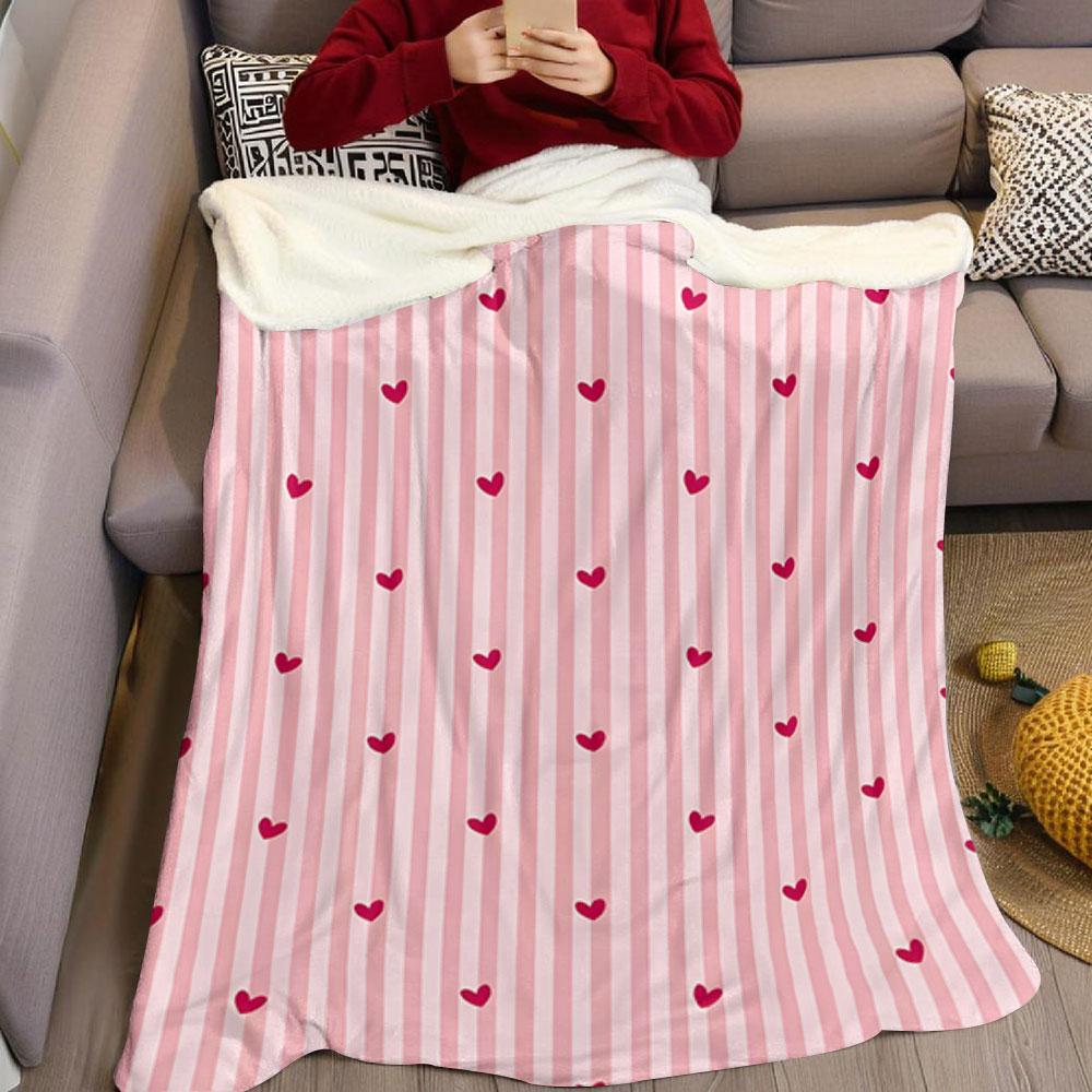 Grid Heart Flannel Blanket Perfect for Sofa Office Bed Travel Sleep Read Relax Camping four season use