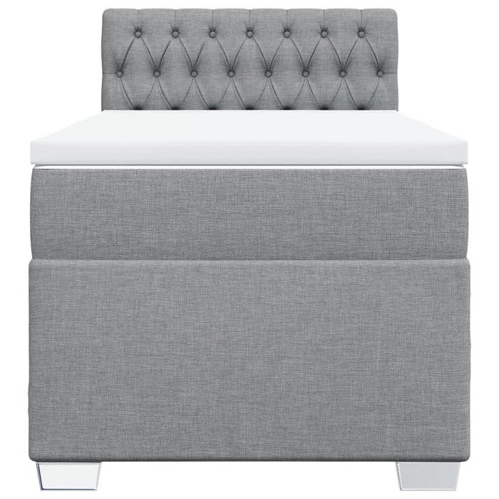Exclusive House - Slatted Bed Base with Light Grey Mattress 80x200 Cm Fabric