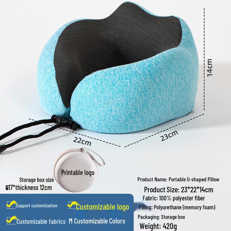 U-Shaped Memory Foam Travel Pillow for Neck and Cervical Spine Support
