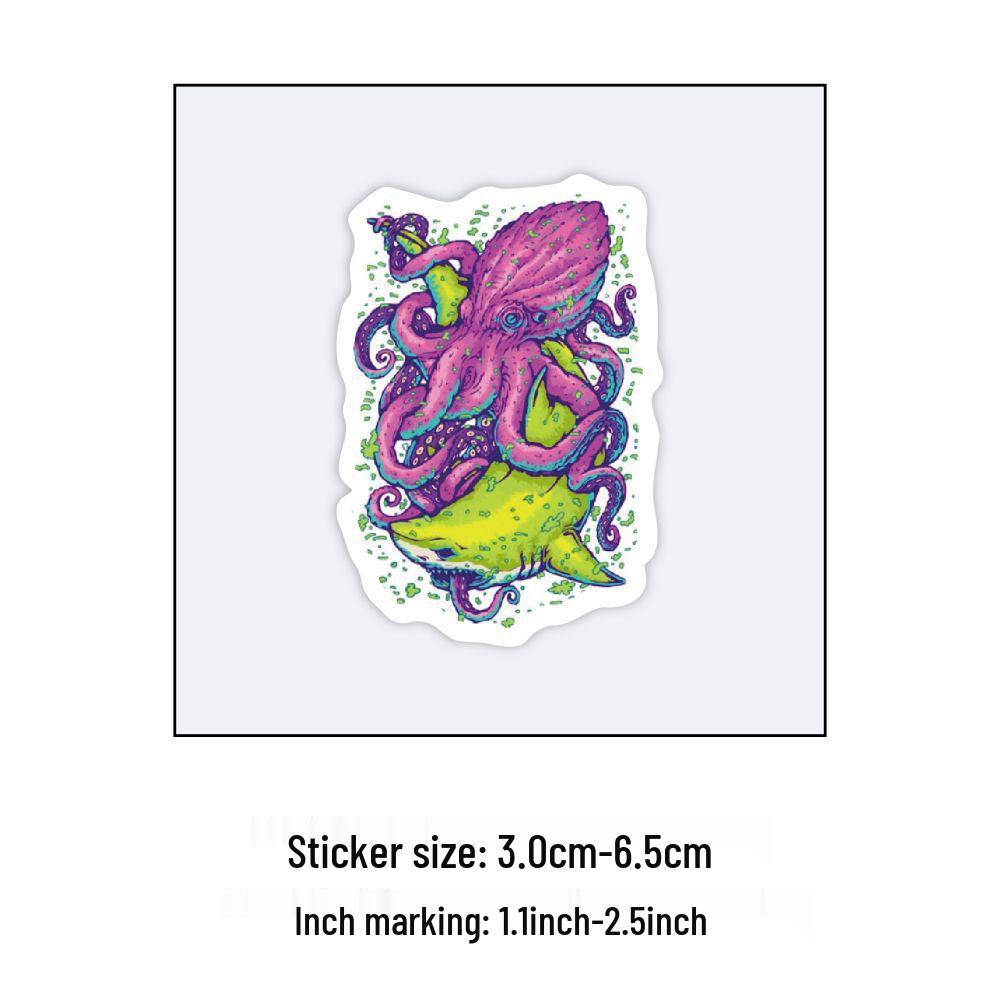 60 Octopus Doodle Stickers - Cartoon Decoration for Fish Tanks, Notebooks, and Planners - Waterproof.