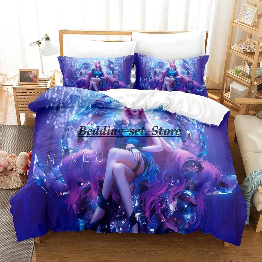 Game Kda The Baddest Bedding Set Single Twin Full Queen King Size Bed Set Aldult Kid Bedroom Duvetcover Sets Anime Bed Sheet Set
