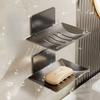 1PC Black Carbon Steel Soap Box Wall Mount Storage Rack with Drainage, Anti-Rust Bathroom Organizer