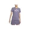 Logo Round Neck Moisture Wicking Casual Short Sleeve T-Shirt Women T-Shirt Dawn-Purple FQ4988-509